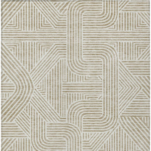 Homeroots 3' Artichoke Green And Ivory Abstract Washable Area Rug For Indoor And Outdoor Spaces, Durable Style 5' X 8' Polyester 594900