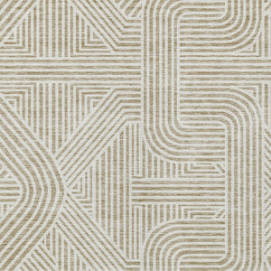 Homeroots 3' Artichoke Green And Ivory Abstract Washable Area Rug For Indoor And Outdoor Spaces, Durable Style 5' X 8' Polyester 594900
