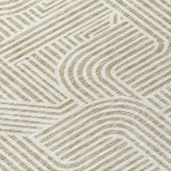 Homeroots 3' Artichoke Green And Ivory Abstract Washable Area Rug For Indoor And Outdoor Spaces, Durable Style 5' X 8' Polyester 594900