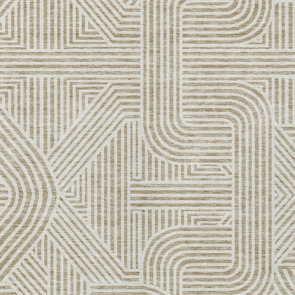 Homeroots 3' Artichoke Green And Ivory Abstract Washable Area Rug For Indoor And Outdoor Spaces, Durable Style 8' X 10' Polyester 594902