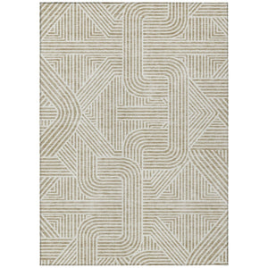 HomeRoots 9' X 12' Beige And Brown Abstract Area Rug – Stylish, Washable, Indoor/Outdoor, Durable & Versatile Design 594903