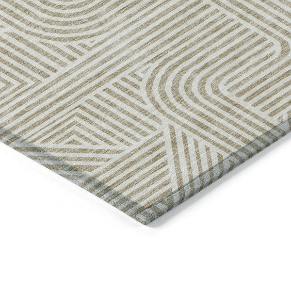 Homeroots 3' Artichoke Green And Ivory Abstract Washable Area Rug For Indoor And Outdoor Spaces, Durable Style 9' X 12' Polyester 594903