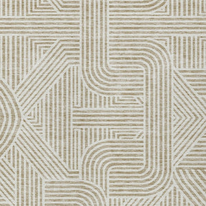 Homeroots 3' Artichoke Green And Ivory Abstract Washable Area Rug For Indoor And Outdoor Spaces, Durable Style 9' X 12' Polyester 594903
