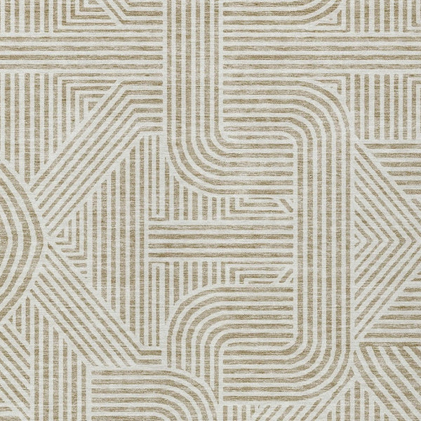 Homeroots 3' Artichoke Green And Ivory Abstract Washable Area Rug For Indoor And Outdoor Spaces, Durable Style 9' X 12' Polyester 594903