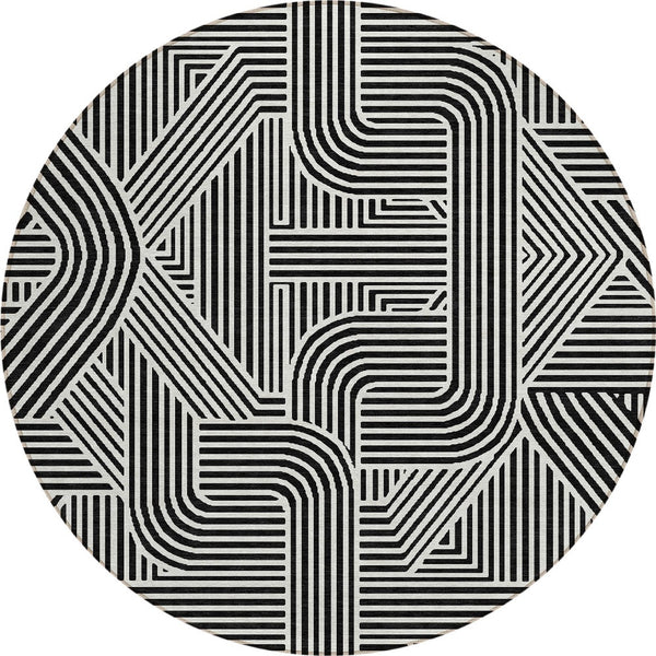 Homeroots 3' Artichoke Green And Ivory Abstract Washable Area Rug For Indoor And Outdoor Spaces, Durable Style 8' Round Polyester 594907