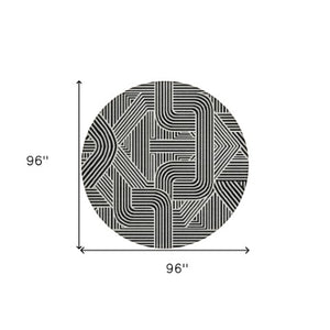 Homeroots 3' Artichoke Green And Ivory Abstract Washable Area Rug For Indoor And Outdoor Spaces, Durable Style 8' Round Polyester 594907