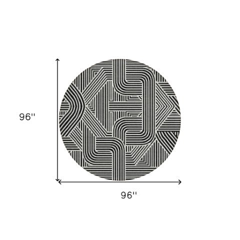 Homeroots 3' Artichoke Green And Ivory Abstract Washable Area Rug For Indoor And Outdoor Spaces, Durable Style 8' Round Polyester 594907