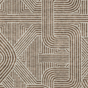 Homeroots 3' Artichoke Green And Ivory Abstract Washable Area Rug For Indoor And Outdoor Spaces, Durable Style 5' X 8' Polyester 594912