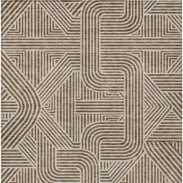 Homeroots 3' Artichoke Green And Ivory Abstract Washable Area Rug For Indoor And Outdoor Spaces, Durable Style 8' X 10' Polyester 594914