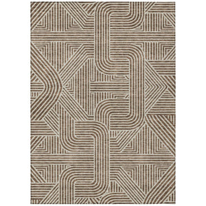 HomeRoots 9' X 12' Stylish Brown and Beige Abstract Washable Area Rug for Indoor & Outdoor Versatility 594915