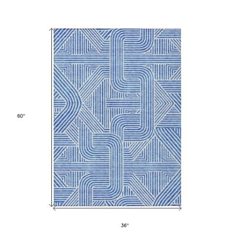 Homeroots 3' Artichoke Green And Ivory Abstract Washable Area Rug For Indoor And Outdoor Spaces, Durable Style 3' X 5' Polyester 594917