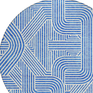 Homeroots 3' Artichoke Green And Ivory Abstract Washable Area Rug For Indoor And Outdoor Spaces, Durable Style 8' Round Polyester 594919