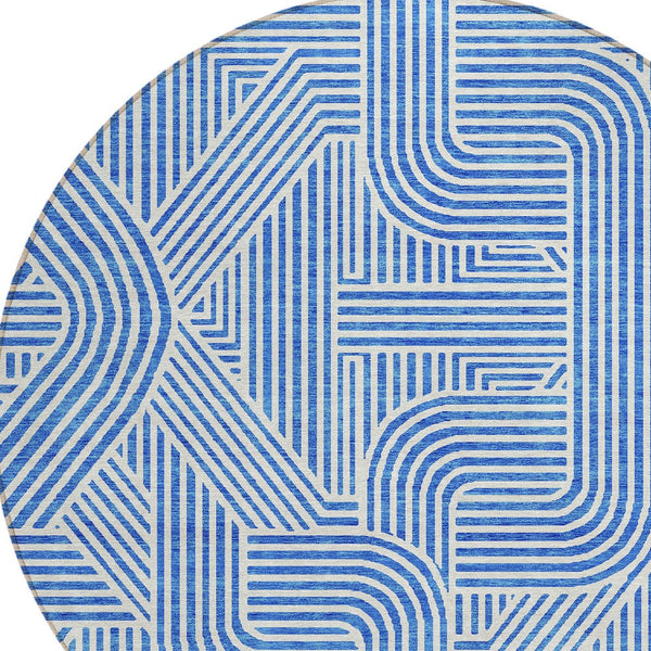 Homeroots 3' Artichoke Green And Ivory Abstract Washable Area Rug For Indoor And Outdoor Spaces, Durable Style 8' Round Polyester 594919