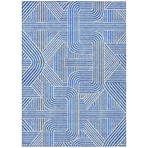 HomeRoots 5' Blue and Ivory Abstract Area Rug – Stylish, Washable, Indoor/Outdoor Durable Design for Modern Spaces 8' X 10' 594920