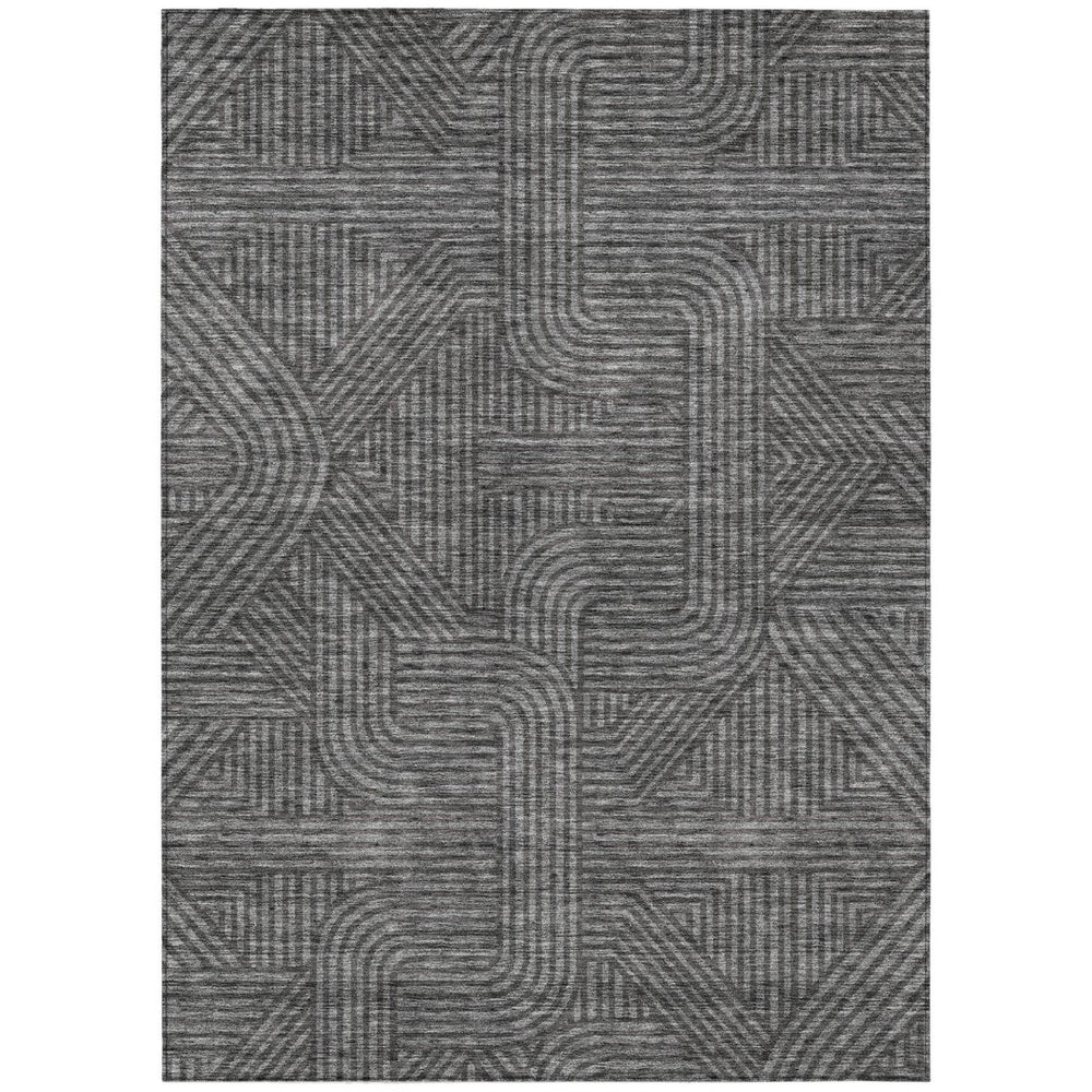 HomeRoots 5' Charcoal and Gray Abstract Area Rug - Stylish, Durable, Washable Indoor/Outdoor Design for Versatile Spaces 5' X 8' 594924