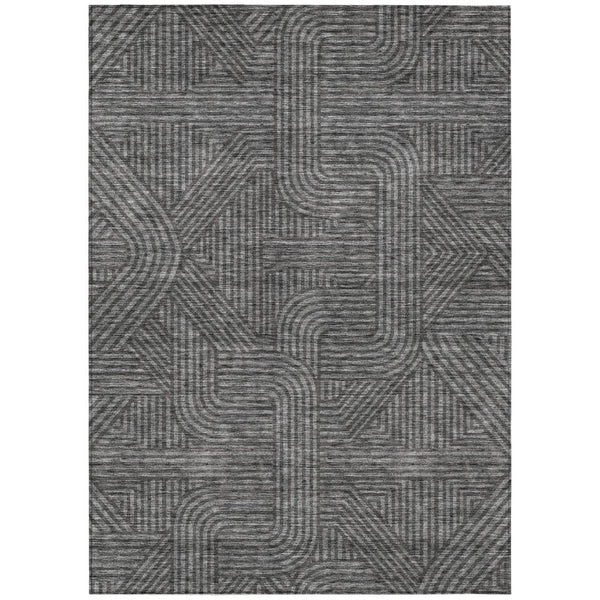 HomeRoots 5' Charcoal and Gray Abstract Area Rug - Stylish, Durable, Washable Indoor/Outdoor Design for Versatile Spaces 5' X 8' 594924