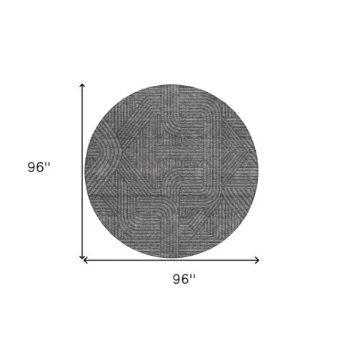 Homeroots 3' Artichoke Green And Ivory Abstract Washable Area Rug For Indoor And Outdoor Spaces, Durable Style 8' Round Polyester 594925