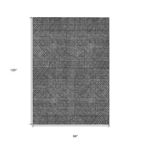 Homeroots 3' Artichoke Green And Ivory Abstract Washable Area Rug For Indoor And Outdoor Spaces, Durable Style 8' X 10' Polyester 594926