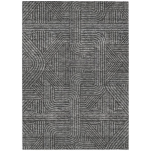 HomeRoots 5' Charcoal and Gray Abstract Area Rug - Stylish, Durable, Washable Indoor/Outdoor Design for Versatile Spaces 8' X 10' 594926