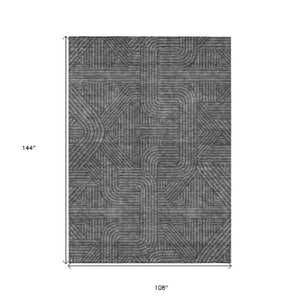 Homeroots 3' Artichoke Green And Ivory Abstract Washable Area Rug For Indoor And Outdoor Spaces, Durable Style 9' X 12' Polyester 594927