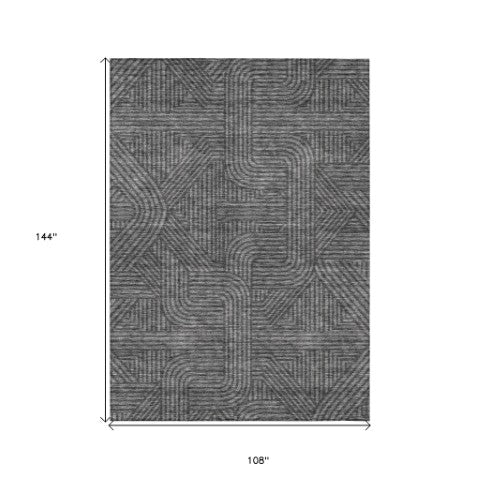 Homeroots 3' Artichoke Green And Ivory Abstract Washable Area Rug For Indoor And Outdoor Spaces, Durable Style 9' X 12' Polyester 594927