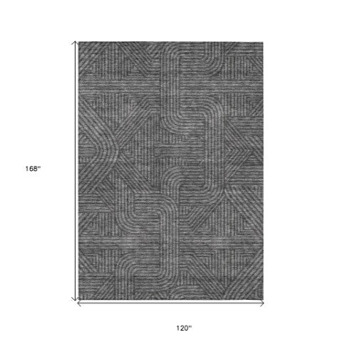 Homeroots 3' Artichoke Green And Ivory Abstract Washable Area Rug For Indoor And Outdoor Spaces, Durable Style 10' X 14' Polyester 594928