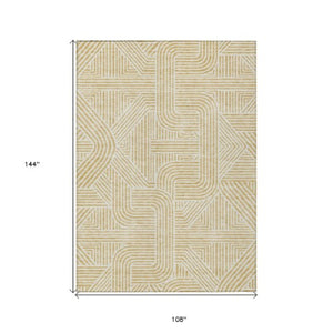 Homeroots 3' Artichoke Green And Ivory Abstract Washable Area Rug For Indoor And Outdoor Spaces, Durable Style 9' X 12' Polyester 594933