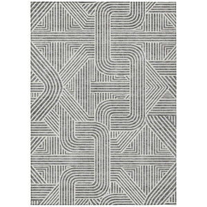 HomeRoots 5' Contemporary Gray and Ivory Abstract Washable Rug for Indoor and Outdoor Use, Easy Care Solution 5' X 8' 594936