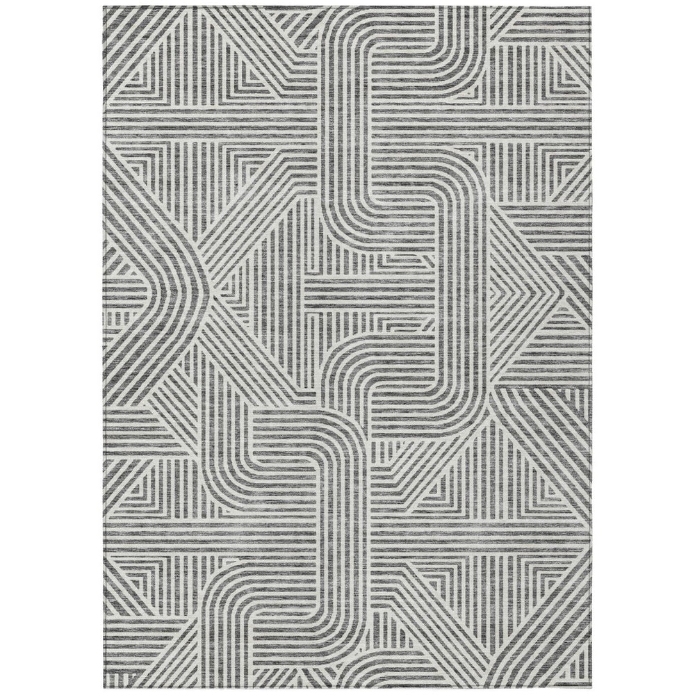 HomeRoots 9' Gray and Ivory Abstract Washable Area Rug - Durable Indoor/Outdoor Design, Stylish and Easy Care! 594939