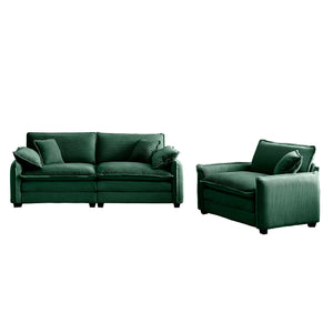 English Elm Modern Two-Piece Sofa Set In Plush Green Corduroy, Perfect For Small Apartments And Cozy Spaces W714S00729