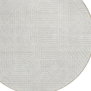 Homeroots 3' Artichoke Green And Ivory Abstract Washable Area Rug For Indoor And Outdoor Spaces, Durable Style 8' Round Polyester 594943