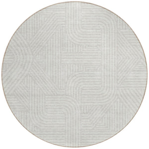 Homeroots 3' Artichoke Green And Ivory Abstract Washable Area Rug For Indoor And Outdoor Spaces, Durable Style 8' Round Polyester 594943