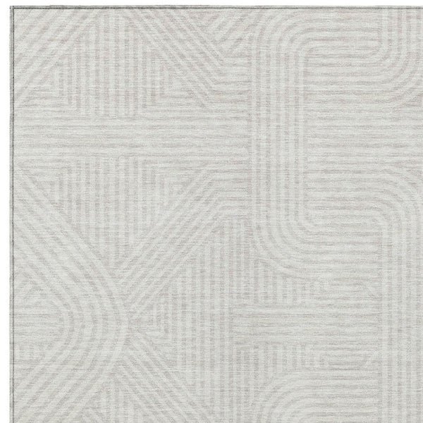 Homeroots 3' Artichoke Green And Ivory Abstract Washable Area Rug For Indoor And Outdoor Spaces, Durable Style 8' X 10' Polyester 594944