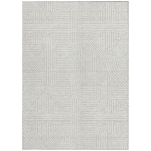 Homeroots 3' Artichoke Green And Ivory Abstract Washable Area Rug For Indoor And Outdoor Spaces, Durable Style 8' X 10' Polyester 594944