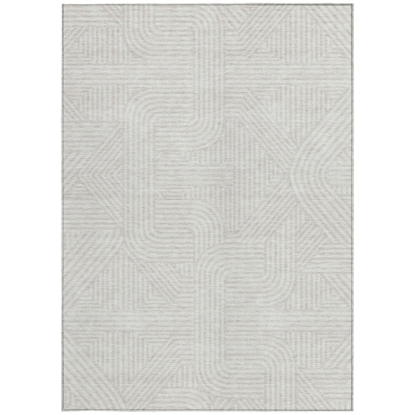 Homeroots 3' Artichoke Green And Ivory Abstract Washable Area Rug For Indoor And Outdoor Spaces, Durable Style 8' X 10' Polyester 594944