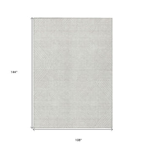 Homeroots 3' Artichoke Green And Ivory Abstract Washable Area Rug For Indoor And Outdoor Spaces, Durable Style 9' X 12' Polyester 594945