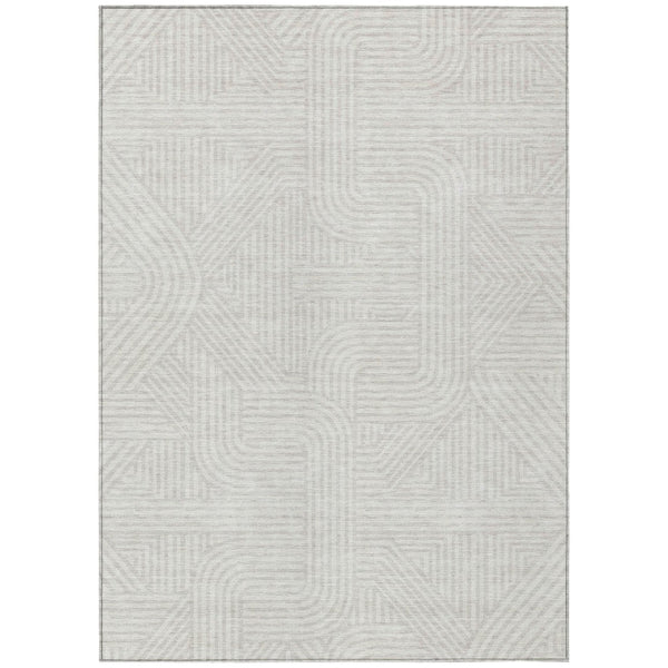 HomeRoots 9' X 12' Ivory and Gray Abstract Washable Area Rug – Stylish, Durable, Indoor/Outdoor Comfort Awaits! 594945