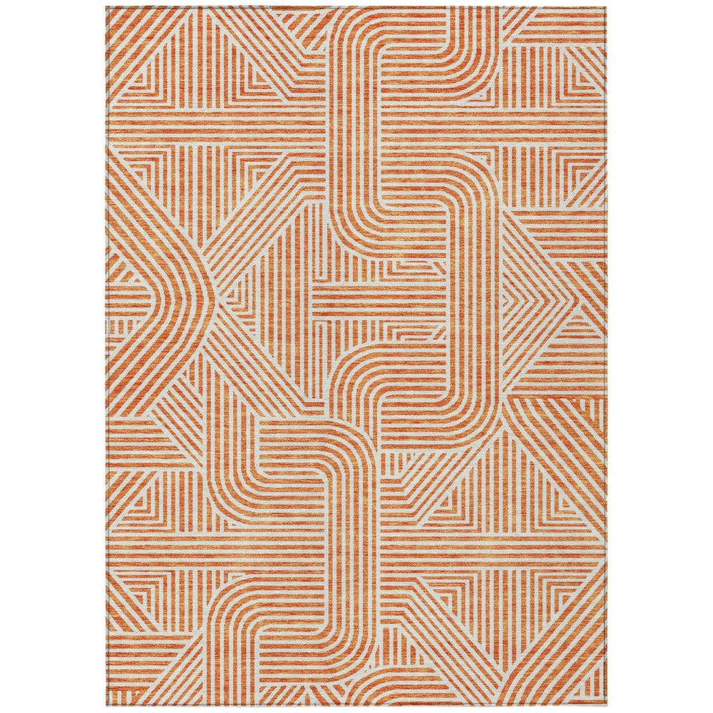 HomeRoots 5' Abstract Orange and Ivory Area Rug – Durable, Washable, Stylish for Indoor and Outdoor Spaces 5' X 8' 594948
