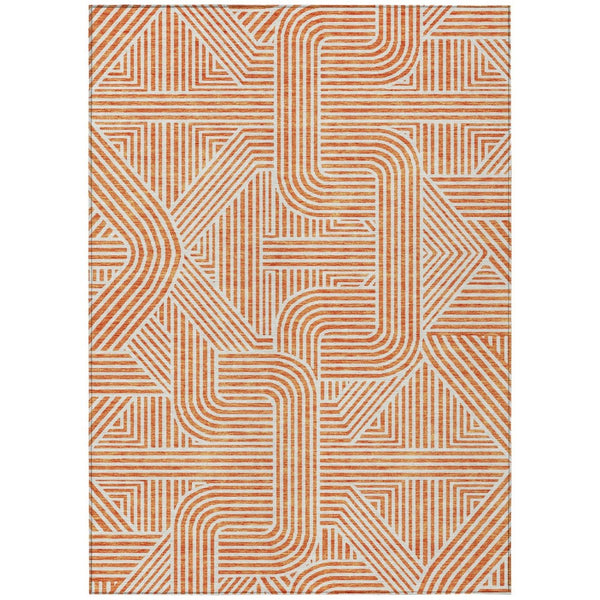 HomeRoots 5' Abstract Orange and Ivory Area Rug – Durable, Washable, Stylish for Indoor and Outdoor Spaces 5' X 8' 594948