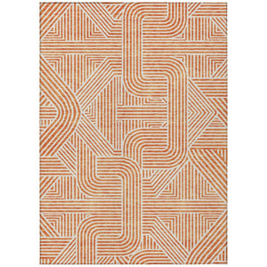 HomeRoots 5' Abstract Orange and Ivory Area Rug – Durable, Washable, Stylish for Indoor and Outdoor Spaces 8' X 10' 594950