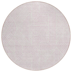 HomeRoots 5' Abstract Pink and Ivory Washable Area Rug - Durable, Stylish, and Perfect for Indoor or Outdoor Spaces 8' Round 594955