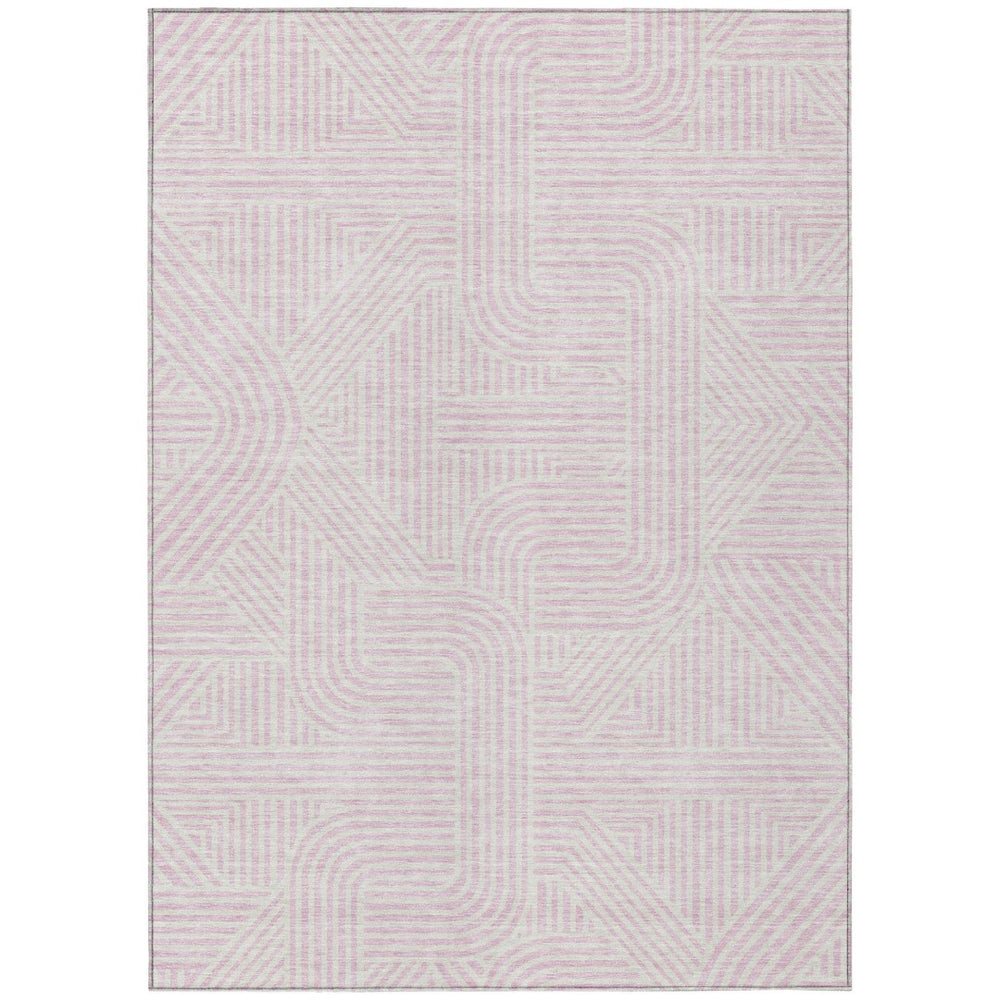 HomeRoots 9' X 12' Pink and Ivory Abstract Area Rug - Stylish, Washable, Durable for Indoor & Outdoor Spaces! 594957