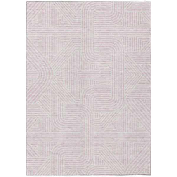 HomeRoots 9' X 12' Pink and Ivory Abstract Area Rug - Stylish, Washable, Durable for Indoor & Outdoor Spaces! 594957