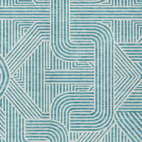 Homeroots 3' Artichoke Green And Ivory Abstract Washable Area Rug For Indoor And Outdoor Spaces, Durable Style 8' X 10' Polyester 594962