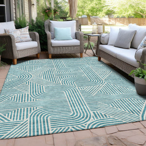 Homeroots 3' Artichoke Green And Ivory Abstract Washable Area Rug For Indoor And Outdoor Spaces, Durable Style 10' X 14' Polyester 594964