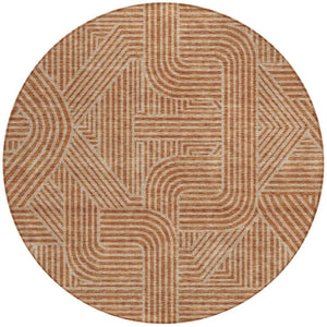 Homeroots 3' Artichoke Green And Ivory Abstract Washable Area Rug For Indoor And Outdoor Spaces, Durable Style 8' Round Polyester 594967