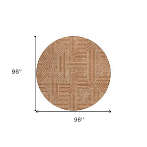 Homeroots 3' Artichoke Green And Ivory Abstract Washable Area Rug For Indoor And Outdoor Spaces, Durable Style 8' Round Polyester 594967