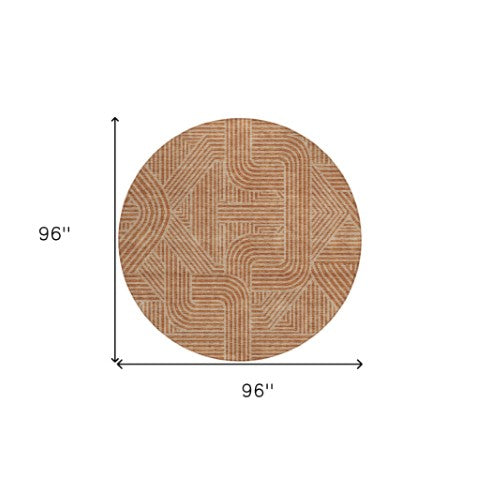 Homeroots 3' Artichoke Green And Ivory Abstract Washable Area Rug For Indoor And Outdoor Spaces, Durable Style 8' Round Polyester 594967