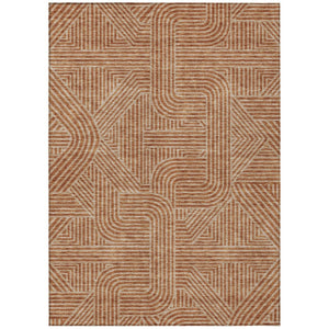 HomeRoots 5' Terra Cotta and Brown Abstract Area Rug - Stylish, Washable Indoor/Outdoor Design for Any Space 8' X 10' 594968