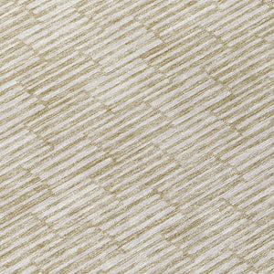 Homeroots 3' Stylish Beige And Ivory Geometric Washable Area Rug For Indoor And Outdoor Spaces, Durable Design 8' Round Polyester 594973